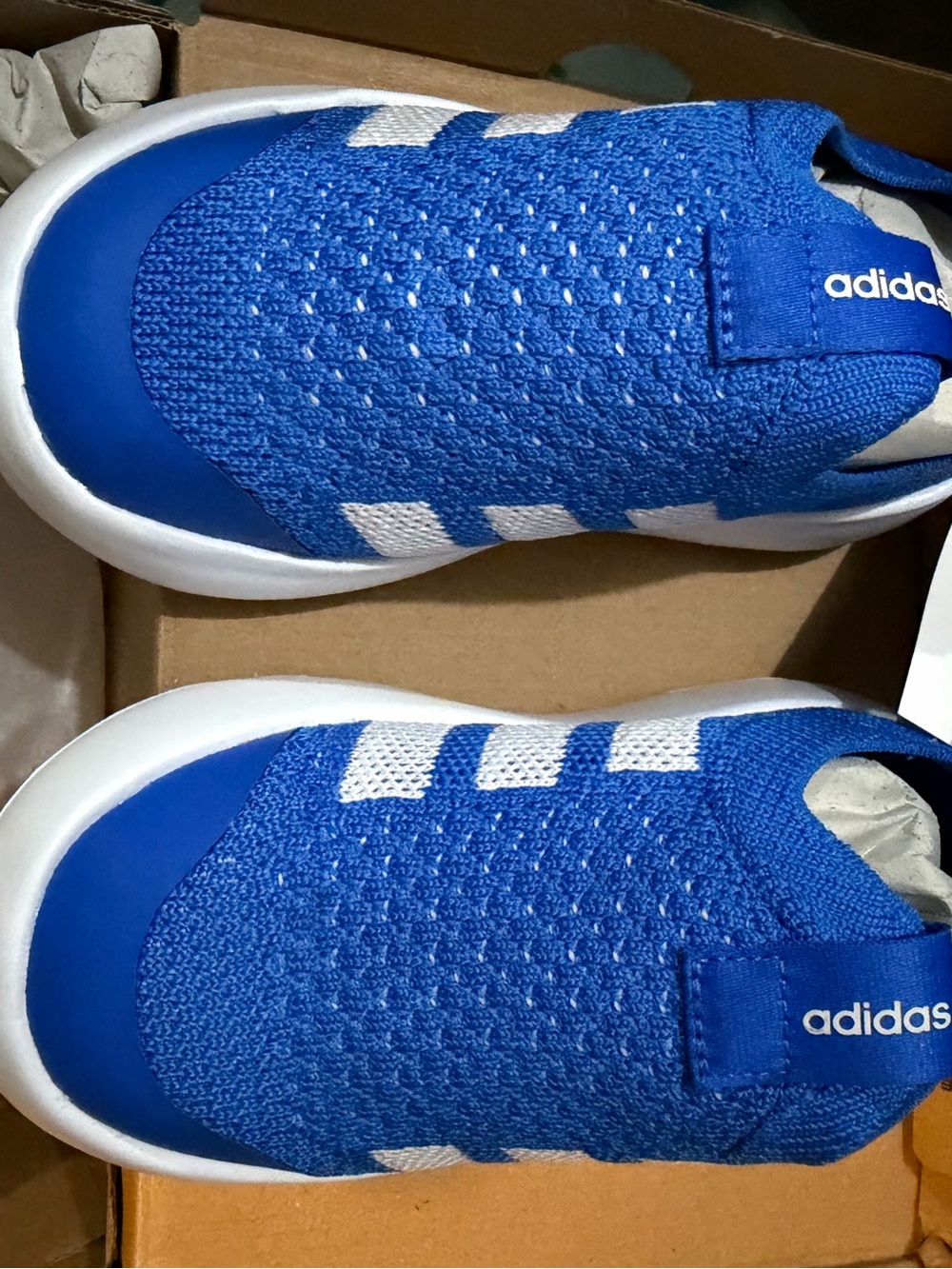 adidas Kids Royal Blue Slip-On Sneakers with White Accents